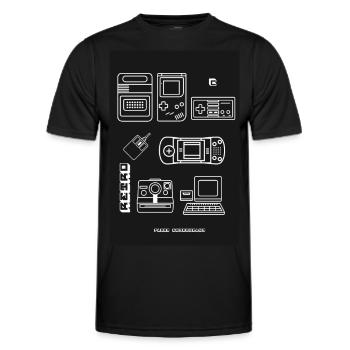 poster retro games console nerd 8bit pc games LOL - Men's Functional T-Shirt - black - Front - AI Model Male 178 dark (178cm)