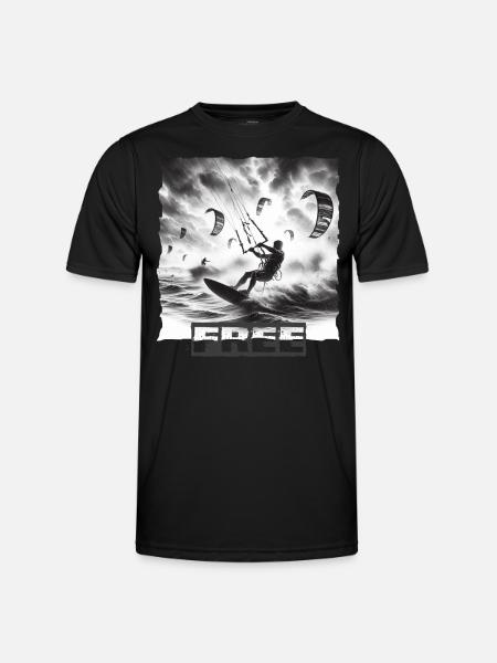Kitesurfing - Männer Funktions-T-Shirt - Schwarz