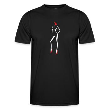 Silhouette Frau Haar Schuhe Rot - Männer Funktions-T-Shirt - Schwarz - Vorne - AI Model Male 178 dark (178cm)
