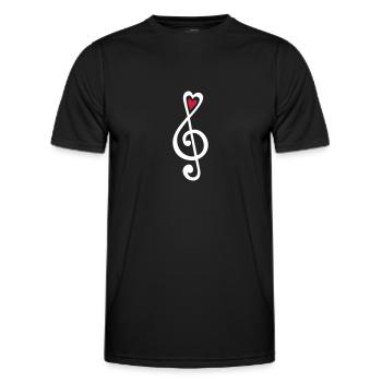 Musik, Herz Noten, Klassik, Notenschlüssel, Chor - Männer Funktions-T-Shirt - Schwarz - Vorne - AI Model Male 178 dark (178cm)