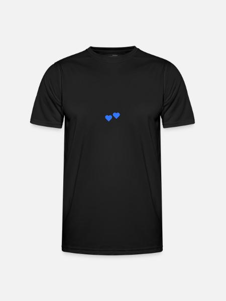 2 Herzen blau - Männer Funktions-T-Shirt - Schwarz