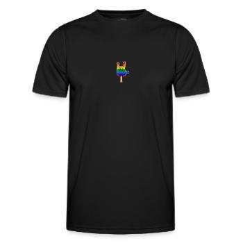 Rock ´n Roll - I Love You, Eis am Stiel Regenbogen - Männer Funktions-T-Shirt - Schwarz - Vorne - AI Model Male 178 dark (178cm)