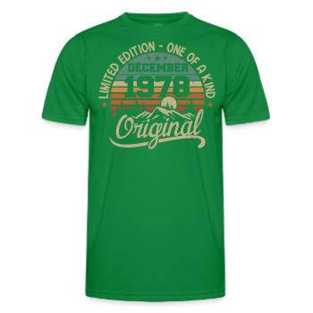 Original 47th Anniversary Gift, December 1978 - Men's Functional T-Shirt - kelly green - Front - AI Model Male 178 dark (178cm)