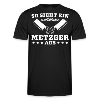 Fleischer Weltklasse Metzger Geschenk - Männer Funktions-T-Shirt - Schwarz - Vorne - AI Model Male 178 dark (178cm)