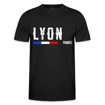 Ich mag Lyon Name der Stadt in Frankreich - Männer Funktions-T-Shirt - Schwarz - Vorne - AI Model Male 178 dark (178cm)