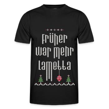 Früher war mehr Lametta, Spruch, Ugly Christmas - Männer Funktions-T-Shirt - Schwarz - Vorne - AI Model Male 178 dark (178cm)