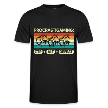 Gamer Procrastigaming CTR Alt Defeat Gaming - Men's Functional T-Shirt - black - Front - AI Model Male 178 dark (178cm)