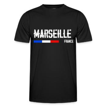 J'aime Marseille Nom de Ville en France - T-shirt sport Homme - noir - Devant - AI Model Male 178 dark (178cm)