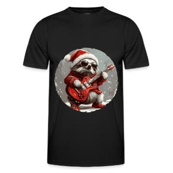 Sloth Christmas Rocker Guitar - Men's Functional T-Shirt - black - Front - AI Model Male 178 dark (178cm)
