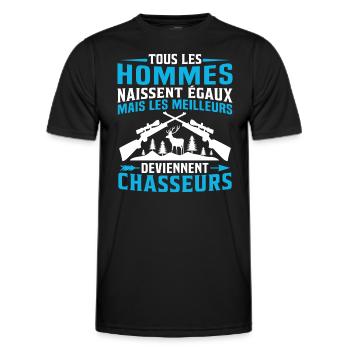 Les meilleurs Deviennent Chasseurs - T-shirt sport Homme - noir - Devant - AI Model Male 178 dark (178cm)