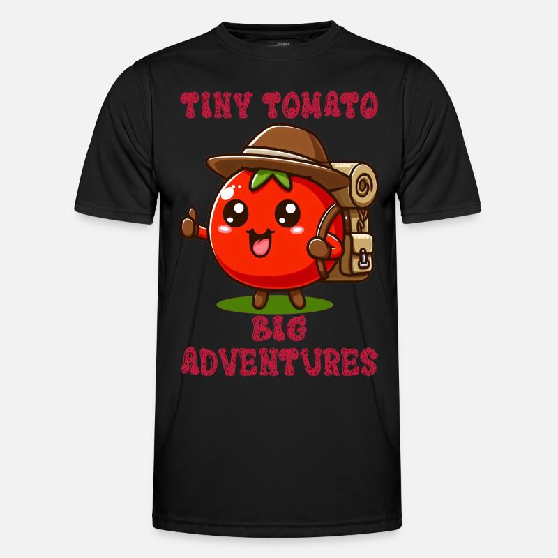 Tiny Tomato - Big Adventures - Männer Funktions-T-Shirt - Schwarz