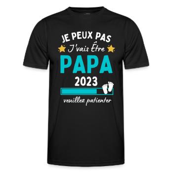 Je peux pas j'vais être Papa 2023 Futur Papa - T-shirt sport Homme - noir - Devant - AI Model Male 178 dark (178cm)
