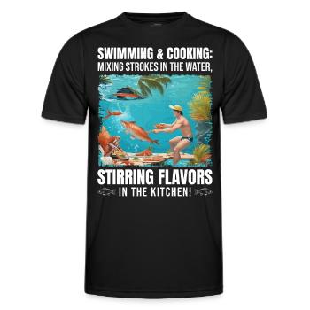Schwimmen und Kochen - Männer Funktions-T-Shirt - Schwarz - Vorne - AI Model Male 178 dark (178cm)