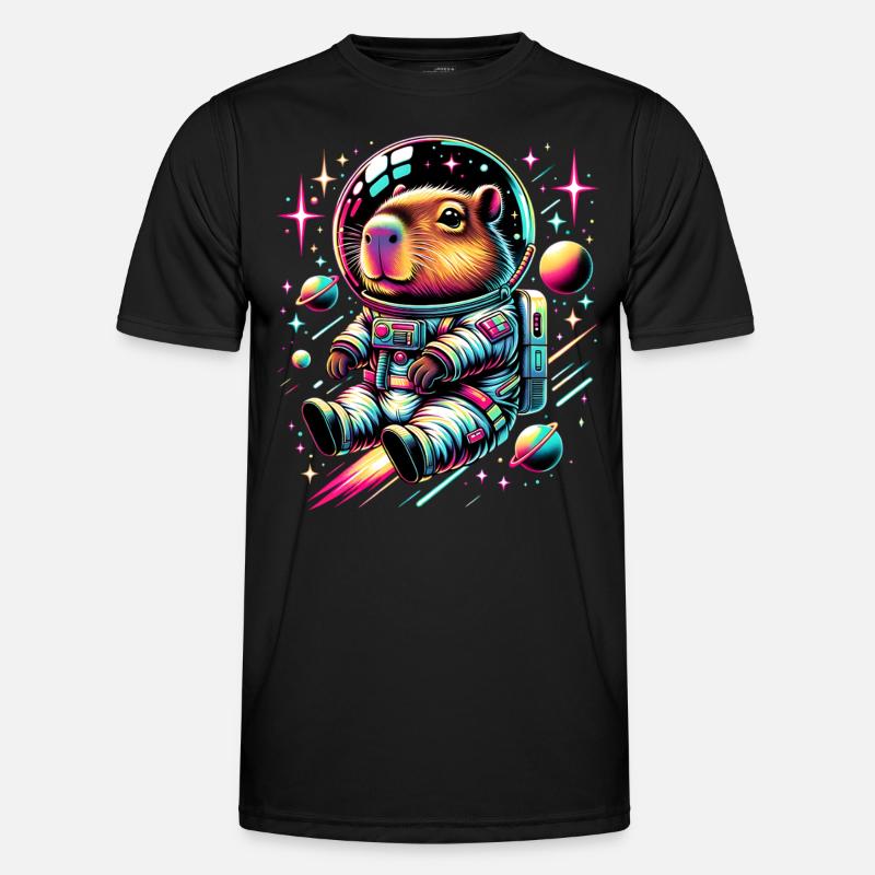 Capybaras Cute Capybara Astronaut - Men's Functional T-Shirt - black