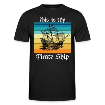 Ceci est mon bateau pirate - T-shirt sport Homme - noir - Devant - AI Model Male 178 dark (178cm)