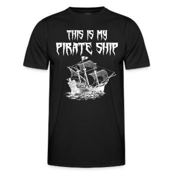 Ceci est mon bateau pirate - T-shirt sport Homme - noir - Devant - AI Model Male 178 dark (178cm)
