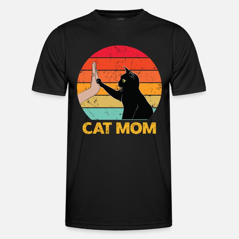 Cat Mom - Cat High Five - Männer Funktions-T-Shirt - Schwarz