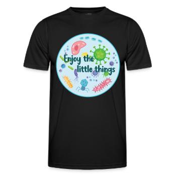 Viel Spaß mit den kleinen Dingen - Lustige Mikrobiologie - Männer Funktions-T-Shirt - Schwarz - Vorne - AI Model Male 178 dark (178cm)