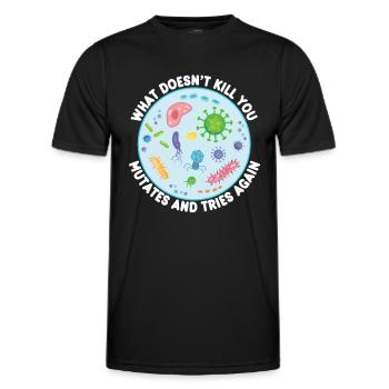 What Doesn't Kill You Mutates Funny Biology - Men's Functional T-Shirt - black - Front - AI Model Male 178 dark (178cm)