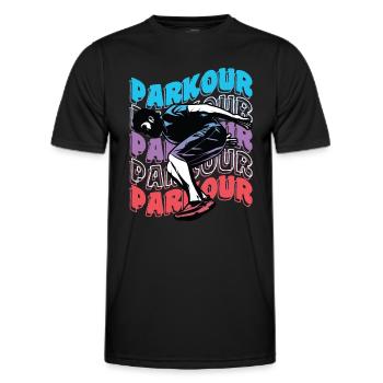 Free-running parkour - Men's Functional T-Shirt - black - Front - AI Model Male 178 dark (178cm)