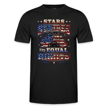 Stars Stripes et égalité - T-shirt sport Homme - noir - Devant - AI Model Male 178 dark (178cm)