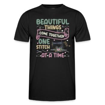 Ein Stich nach dem anderen, Quilten, Nähen. - Männer Funktions-T-Shirt - Schwarz - Vorne - AI Model Male 178 dark (178cm)