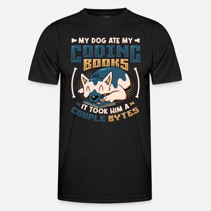 Dog Bytes Code Computer Joke Programming Men's Functional T-Shirt