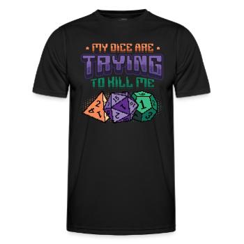 Mes dés essaient de me tuer. - T-shirt sport Homme - noir - Devant - AI Model Male 178 dark (178cm)