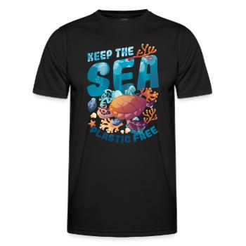 Haltet Das Meer Plastikfrei, Rettet Den Ozean. - Männer Funktions-T-Shirt - Schwarz - Vorne - AI Model Male 178 dark (178cm)