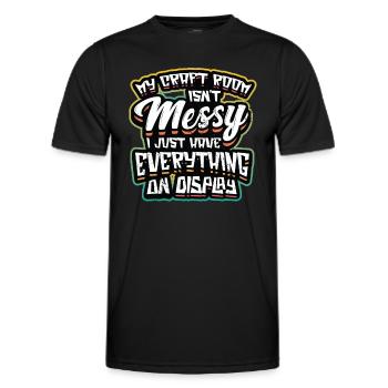 Messy craft room, everything on display - Men's Functional T-Shirt - black - Front - AI Model Male 178 dark (178cm)