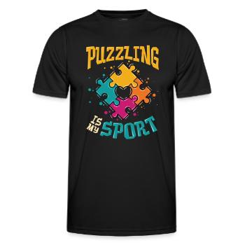 Puzzle is my sport puzzle lover - Men's Functional T-Shirt - black - Front - AI Model Male 178 dark (178cm)