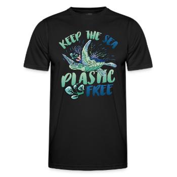 Haltet Das Meer Plastikfrei Rettet Den Ozean. - Männer Funktions-T-Shirt - Schwarz - Vorne - AI Model Male 178 dark (178cm)