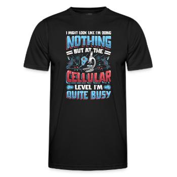 Auf Zellulärer Ebene, Bin Ich Ein Vielarbeiter. - Männer Funktions-T-Shirt - Schwarz - Vorne - AI Model Male 178 dark (178cm)