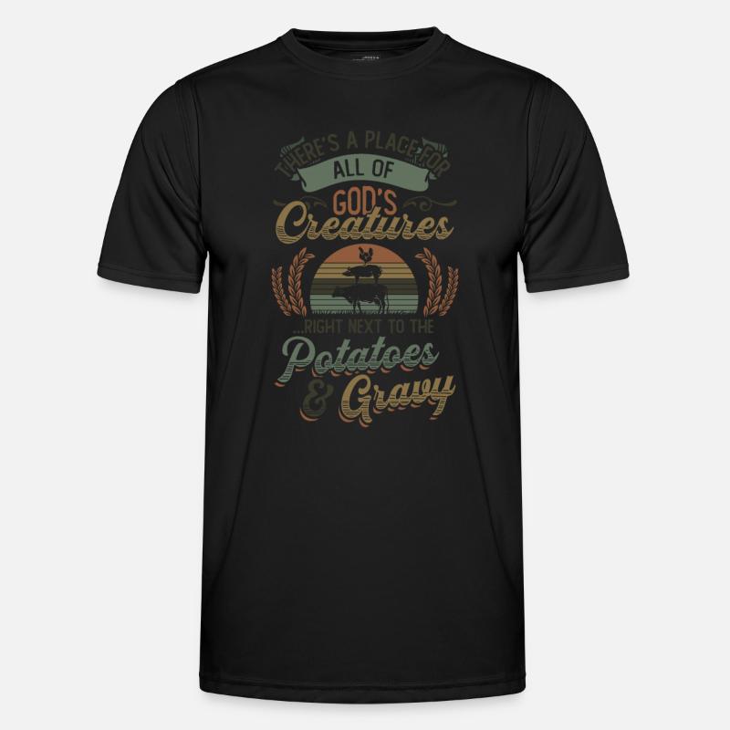 Creatures next to potatoes and gravy. Men's Functional T-Shirt
