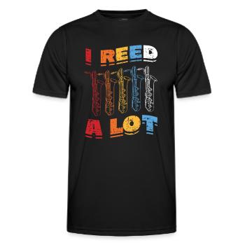 I Reed A Lot - Saxophone player saxophone. - Men's Functional T-Shirt - black - Front - AI Model Male 178 dark (178cm)
