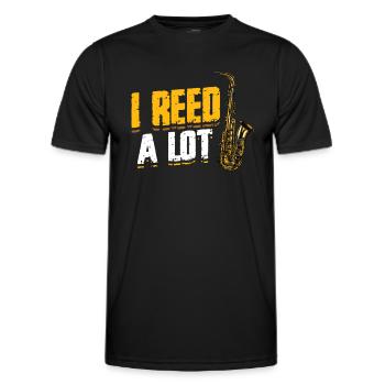 I Reed A Lot - Saxophone player saxophone. - Men's Functional T-Shirt - black - Front - AI Model Male 178 dark (178cm)
