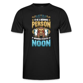 Lève-tard, grincheux du matin, hiboux, lève-tard. - T-shirt sport Homme - noir - Devant - AI Model Male 178 dark (178cm)