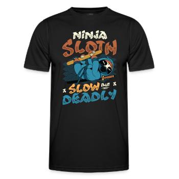 Ninja Sloth lent mais mortel - T-shirt sport Homme - noir - Devant - AI Model Male 178 dark (178cm)