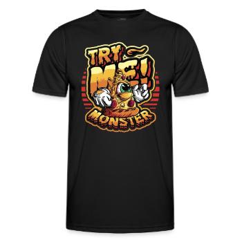 Versuchen Sie Mich! Monster Liebt Pizza - Männer Funktions-T-Shirt - Schwarz - Vorne - AI Model Male 178 dark (178cm)