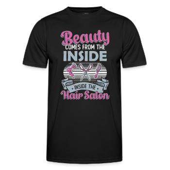 La beauté vient de l’intérieur du salon de coiffure - T-shirt sport Homme - noir - Devant - AI Model Male 178 dark (178cm)