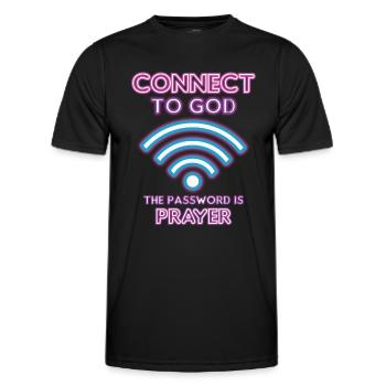 Verbunden Mit Gott, Passwort, Gebet. - Männer Funktions-T-Shirt - Schwarz - Vorne - AI Model Male 178 dark (178cm)