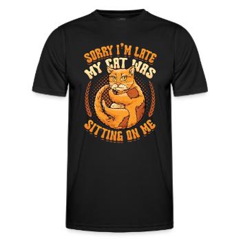 Sorry I'm late - Men's Functional T-Shirt - black - Front - AI Model Male 178 dark (178cm)