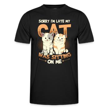 Sorry I'm late - Men's Functional T-Shirt - black - Front - AI Model Male 178 dark (178cm)