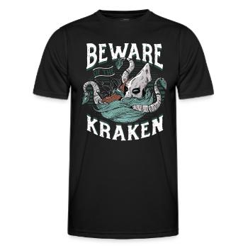 Beware of the Kraken - Men's Functional T-Shirt - black - Front - AI Model Male 178 dark (178cm)