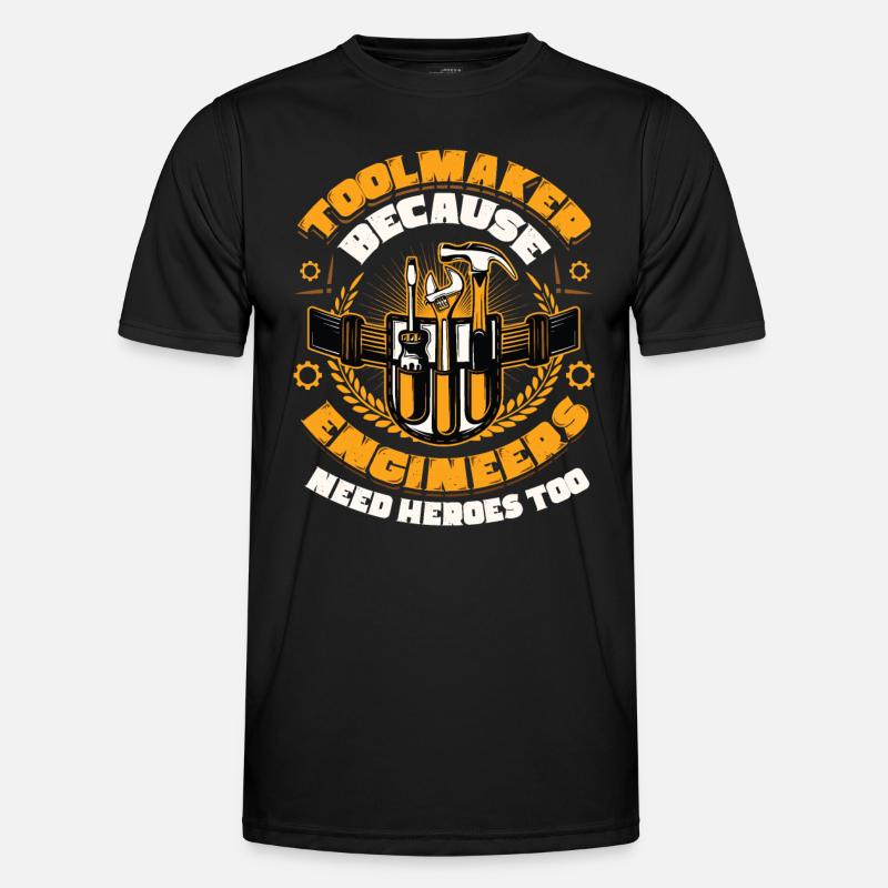 Toolmakers, engineers also need heroes - Men's Functional T-Shirt - black