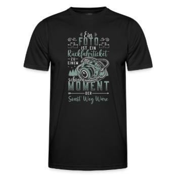 Photo, return ticket, past, photographer. - Men's Functional T-Shirt - black - Front - AI Model Male 178 dark (178cm)