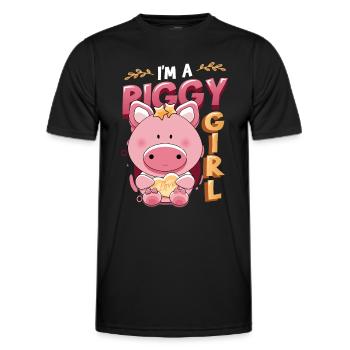 Im A Piggy Girl, Schweineliebhaber - Männer Funktions-T-Shirt - Schwarz - Vorne - AI Model Male 178 dark (178cm)