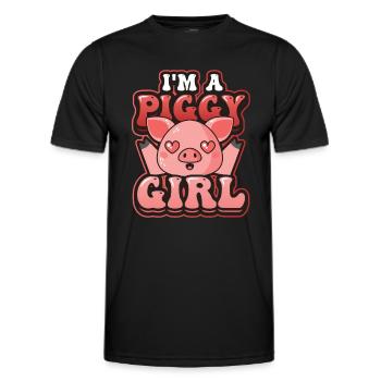 Im A Piggy Girl, Schweineliebhaber - Männer Funktions-T-Shirt - Schwarz - Vorne - AI Model Male 178 dark (178cm)