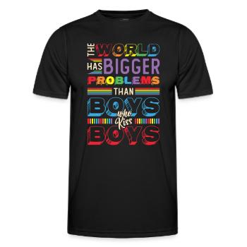 Größere Probleme Als Jungs, Die Jungs Küssen - Männer Funktions-T-Shirt - Schwarz - Vorne - AI Model Male 178 dark (178cm)