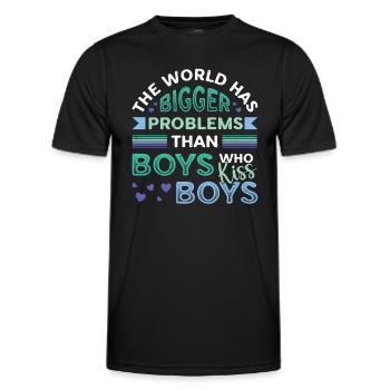 Größere Probleme Als Jungs, Die Jungs Küssen - Männer Funktions-T-Shirt - Schwarz - Vorne - AI Model Male 178 dark (178cm)